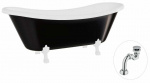 Vann, teisaldatav Besco Amelia B&W, 190 cm x 77 cm x 69 cm, ovaalne, valge/must