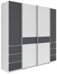 Riidekapp Fabio, valge v./grafiit v., 60 cm x 215 cm x 210 cm