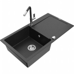 K&ouml;&ouml;givalamu koos kraaniga Mexen Leo, graniit, 90 cm x 50 cm x 19 cm, metallic black/silver+black/chrome