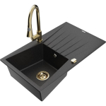 K&ouml;&ouml;givalamu koos kraaniga Mexen Cesar, graniit, 77.5 cm x 47 cm x 19 cm, metallic black/silver+gold