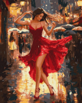 Maalimine numbrite j&auml;rgi Ideyka Dance In The Rain, pruun v./punane v.
