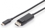 Adapter Digitus USB Type-C to DisplayPort, USB Type C/DisplayPort, 200 cm, must v.