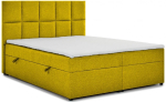 Voodi kahekohaline kontinentaalne Glossy Omega 68, 165 x 200 cm, kollane v., madratsiga, p&otilde;hjalippidega