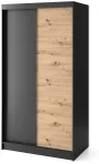 Riidekapp Esville II, tamm v./must v., 120 cm x 220 cm x 60 cm