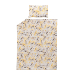 Voodipesukomplekt Okko Jungle Leaf, kollane v./kreemjasvalge, 50 x 70 cm, 140 x 200 cm, 2 tk
