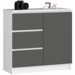 Kummut Akord Jerry K80, valge v./grafiit v., 77 cm x 35 cm x 80 cm