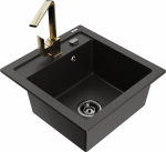 K&ouml;&ouml;givalamu koos kraaniga Mexen Vito Rita, vaik/graniit, 52 cm x 49 cm x 21 cm, kuldne/h&otilde;be/must