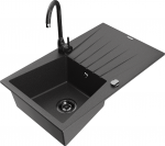 K&ouml;&ouml;givalamu koos kraaniga Mexen Cesar, graniit, 77 cm x 47 cm x 20 cm, must/grafiit