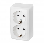 Pistikupesa 2-ne Elektro-Plast Berg 3738-00, maandusega, valge