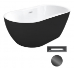 Vann, teisaldatav Besco Navia Black&White, 160 cm x 80 cm x 60 cm, ovaalne, valge/must