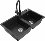 K&ouml;&ouml;givalamu koos kraaniga Mexen Tomas, graniit, 80 cm x 50 cm x 19 cm, metallic black/silver+black