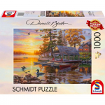 Pusle Schmidt Darrell Bush Boathouse With Canoes, 49.3 cm x 69.3 cm, 1000 tk, mitmev&auml;rviline
