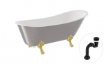 Vann, teisaldatav Besco Olaya Glam, 160 cm x 68 cm x 68 cm, ovaalne, kuldne/h&otilde;be