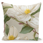 Dekoratiivpadjap&uuml;&uuml;r Magnolia, valge/kollane/kreemjasvalge, 40 cm x 40 cm