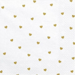 Pabersalvr&auml;tikud Party Deco Hearts, 33 cm x 33 cm, kuldne v./valge v., 20 tk