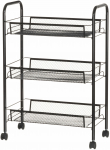 3-korruseline ratastel k&auml;ru 4Living Mesh, must v., 27 cm x 44 cm x 66.5 cm