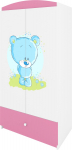 Laste riidekapp Kocot Kids Babydreams Blue Teddybear, valge v./roosa v., 90 cm x 52 cm x 175.5 cm