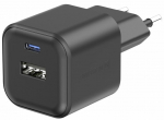 Reisilaadija Swissten Travel, USB Type C/USB Type A, 3.6 cm, must v., 20 W