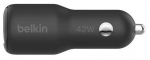 Auto laadija Belkin BoostCharge, USB Type C/1 x USB, must, 42 W