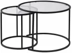 Kohvilaudade komplekt Nordure Aurum, l&auml;bipaistev v./must v., 42 - 60 cm x 60 cm x 39 - 43 cm, 2 tk