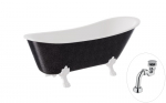 Vann, teisaldatav Besco Olaya Glam, 160 cm x 67 cm x 68 cm, ovaalne, valge/kroom