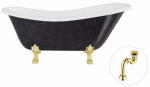 Vann, teisaldatav Besco Otylia Glam, 170 cm x 77 cm x 68.5 cm, ovaalne, kuldne/valge