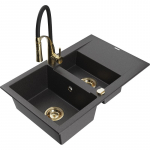 K&ouml;&ouml;givalamu koos kraaniga Mexen Gaspar, graniit, 73.7 cm x 47.5 cm x 17.7 cm, black granite+black/gold