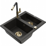 K&ouml;&ouml;givalamu koos kraaniga Mexen Carlos, graniit, 58.2 cm x 47.5 cm x 17.7 cm, metallic black/gold+black/gold