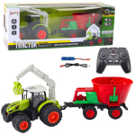 Rc-traktor Lean Toys Farm Truck Grab Truck, punane v./roheline v.
