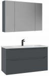 Vannitoa m&ouml;&ouml;bli komplekt Kalune Design Messina 100 v2-386, matt antratsiit v., 45 cm x 100 cm x 55 cm