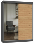 Riidekapp IGA A/B, antratsiit v./artisan oak v., 61 cm x 160 cm x 200 cm, peegliga