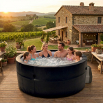 Karkassiga mullivann Avenli Spa Osaka Black Leather, 4-6-le inimesele