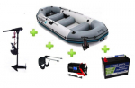 Intex MARINER 4 FULL SET with Neraus NRS 46X + Marine Dual Purpose Battery 110Ah