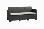 Kolmekohaline rotangist diivan 172x65.6x76 cm, tumehall