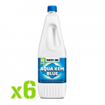 6 x Thetford Aqua Kem&reg; Blue 2L (75ml/10l) - sanitation liquid for chemical toilets