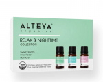 Mahe eeterlike &otilde;lide komplekt Relax & Nighttime Alteya, 3&times;5 ml