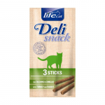 Life Cat Deli Snack kassi maiuspulgad kalkun ja j&auml;nes, 3 vnt (15 g)