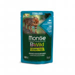 Monge BWild Sterilised konserv tuunikala, krevettide ja k&ouml;&ouml;giviljadega steriliseeritud kassidele, 85 g