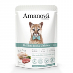 Amanova t&auml;iss&ouml;&ouml;t t&auml;iskasvanud kassile veise ja kanaga, 85 g