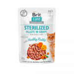 Brit Care Cat Sterilized Fillets in Gravy Healthy Rabbit k&uuml;&uuml;likukonserv steriliseeritud kassidele, 85 g