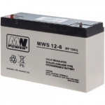 liiaku, MW Power MWS 12-6 (6V, 12Ah) (4,8mm) VRLA (ventiiliga reguleeritud pliihape)