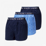 Bokserki Ralph Lauren Stretch Cotton Three Slim Fit Boxers 3-Pack Blue - Suurus L (714866472002 L&uuml;hikesed p&uuml;ksid)