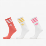 adidas 3-Stripes Crew Socks 3-Pack White/ Lucid Pink/ Preloved Scarlet - Suurus L (KT9742 Sokid)