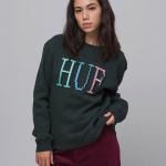HUF 8-Bit WMNS Crewneck Dark Green - Suurus M (WPF0009-DKGRN Džemprid)