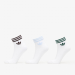 adidas 3-Stripes Ankle Socks 3 Pairs White/ Aurora Coffee/ Crystal Sky- Collegiate Green - Suurus M (KH0460 Sokid)