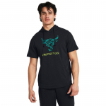 Under Armour Project Rock Payoff Short Sleeve Terry Hoodie Black/ Coastal Teal - Suurus M (1383227-001 Džemprid)