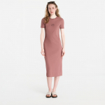 Sukienka Calvin Klein Jeans Ss 2X2 Baby Rib Logo Midi Dress Sierra Brown - Suurus S (LV044F241G-41J Kleidid)