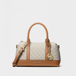 Michael Kors Andie Small Signature Logo Satchel Vanilla/ Acorn (30S6G3PS1B 149 Kotid)