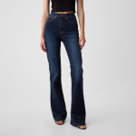 Jeansy GAP 70S Flare High Rise Dk Holzer Jeans Dark Wash - Suurus W31 (406751-00 P&uuml;ksid)