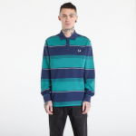FRED PERRY Heavyweight Striped Polo Shirt Tennis Blue - Suurus XL (M2415 X86 T-s&auml;rgid)